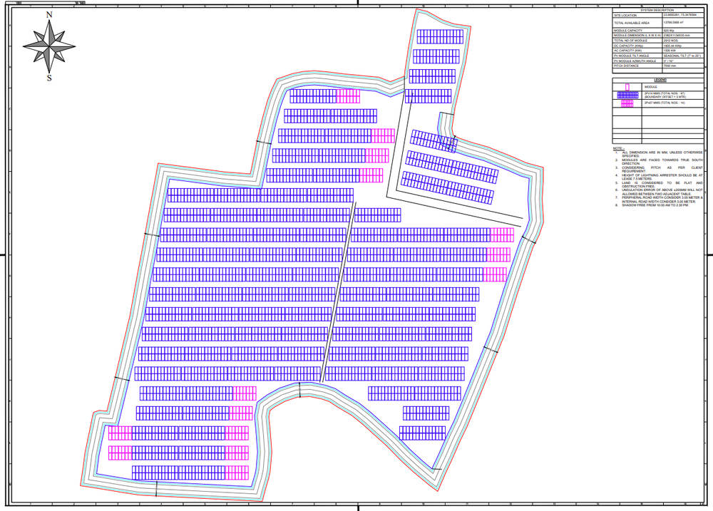 PV array layout, Venkateshwara Solar Park