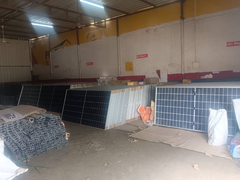 Solar modules and MMS stock in WattPick Solar warehouse